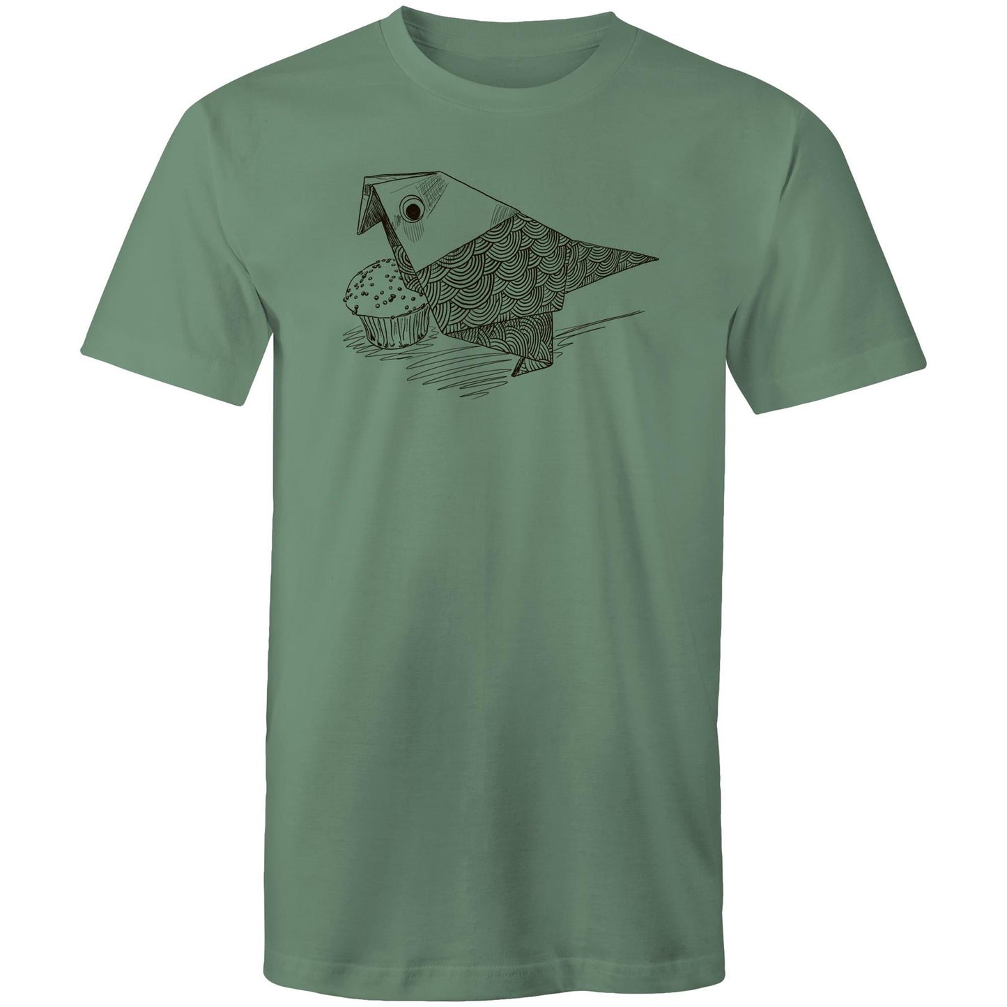 men’s tee origami bird with cake