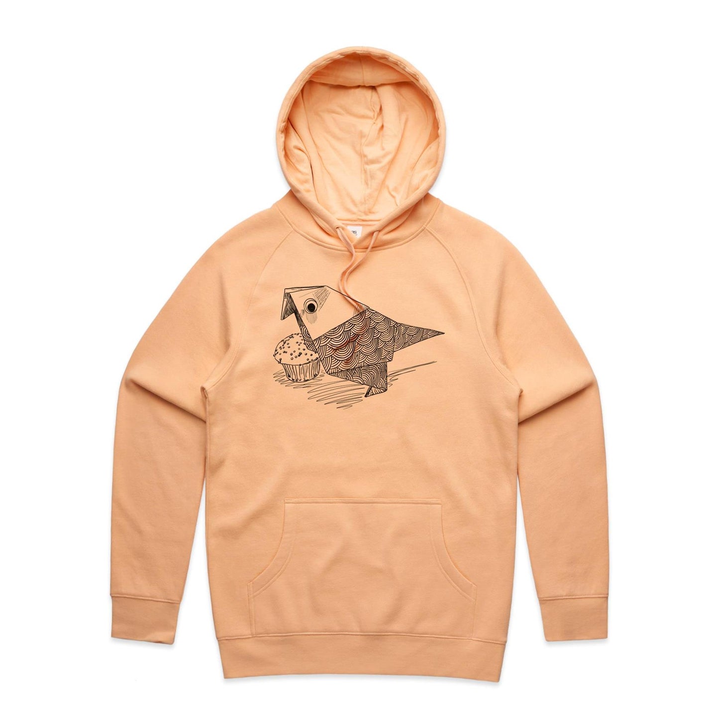 men’s hoodie origami bird with cake