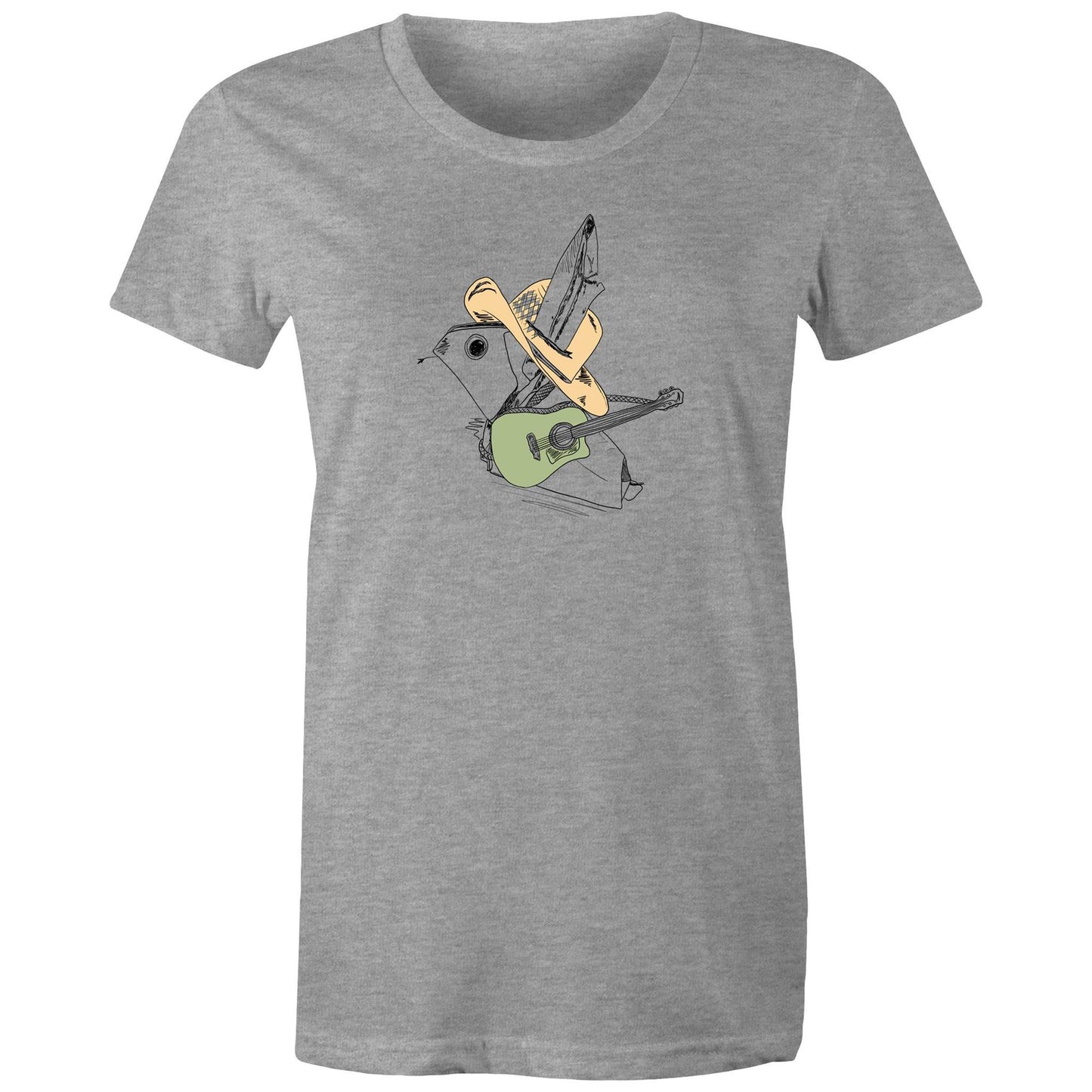 women’s tee green guitar origami cowboy