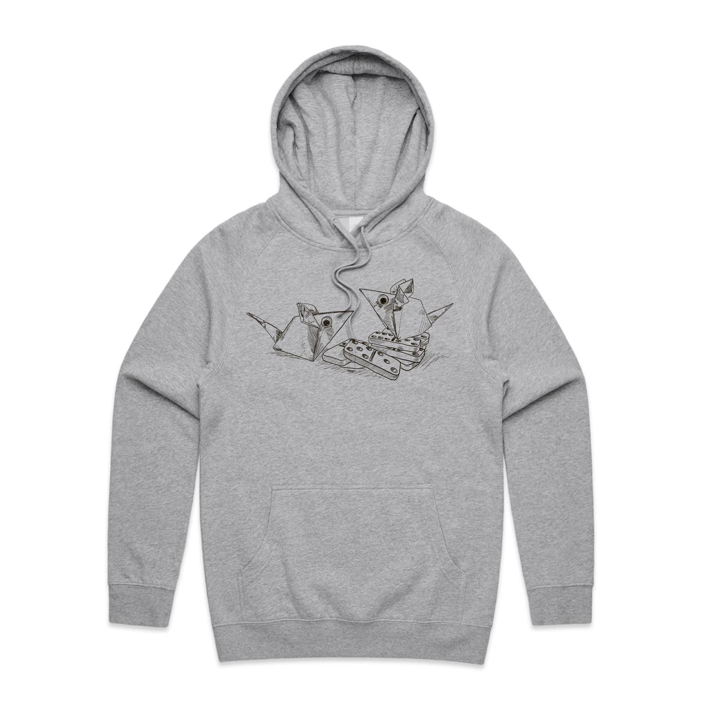 men’s hoodie origami mice with dominoes