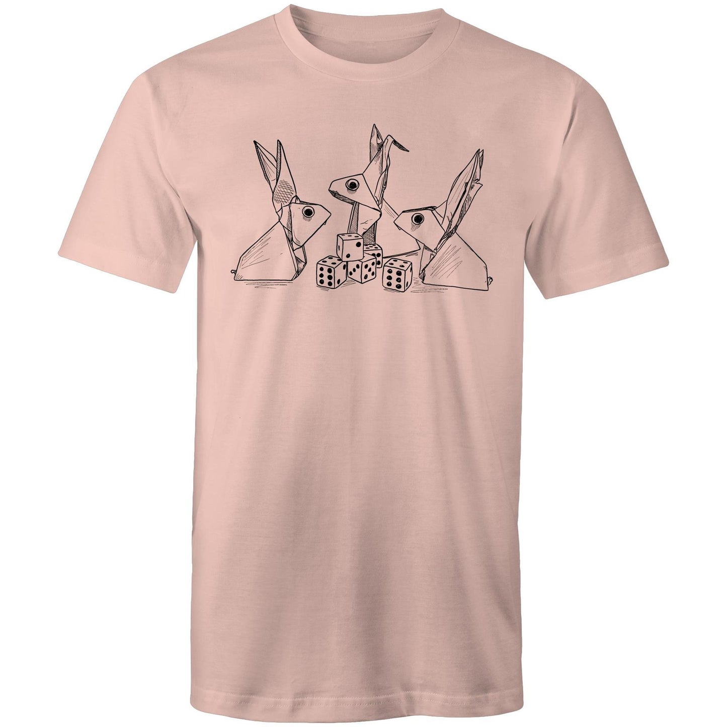 men’s tee origami rabbits with dice