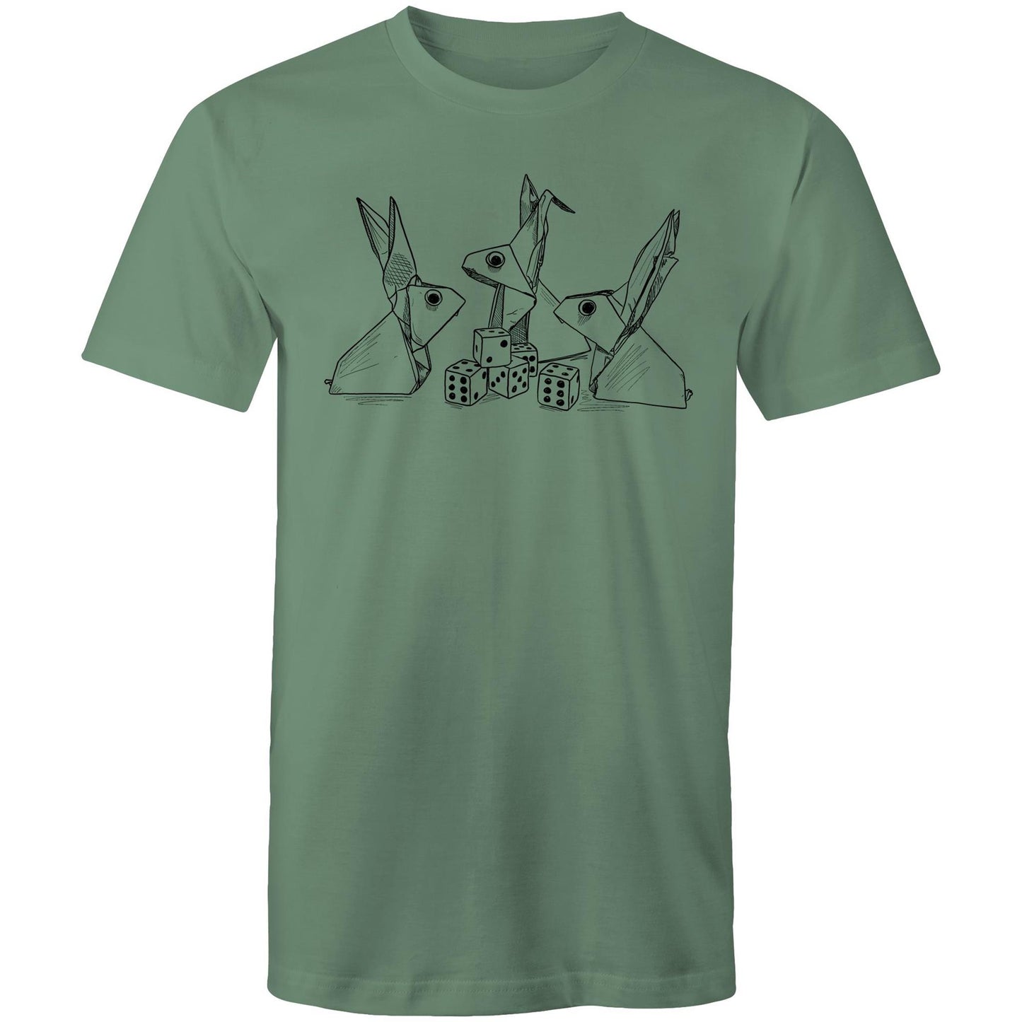 men’s tee origami rabbits with dice