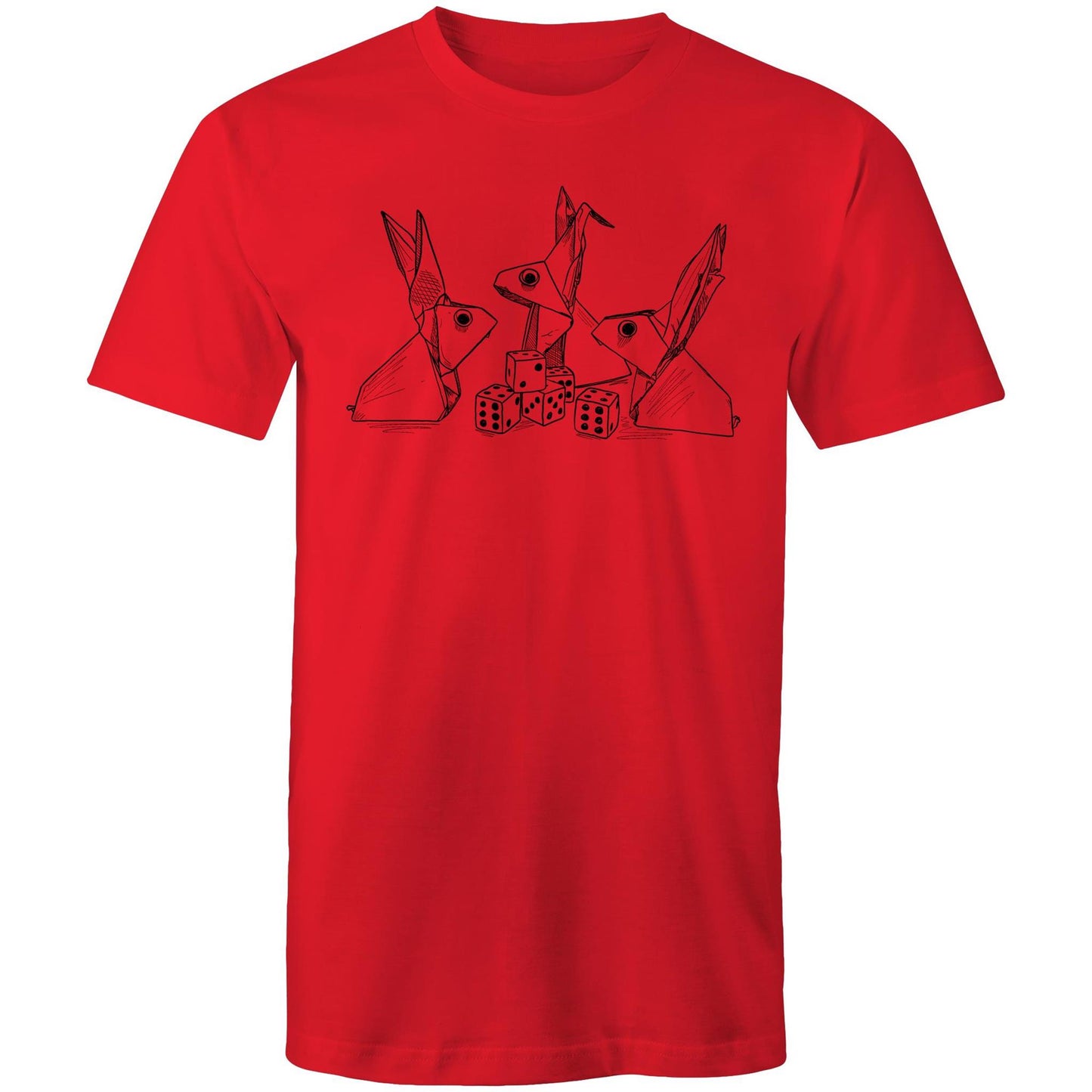 men’s tee origami rabbits with dice
