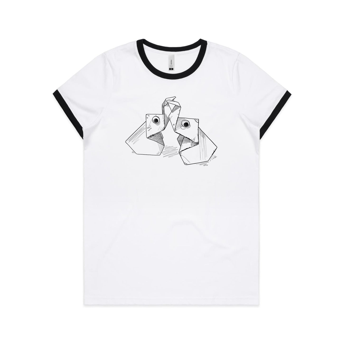 women’s ringer tee the origami elephants