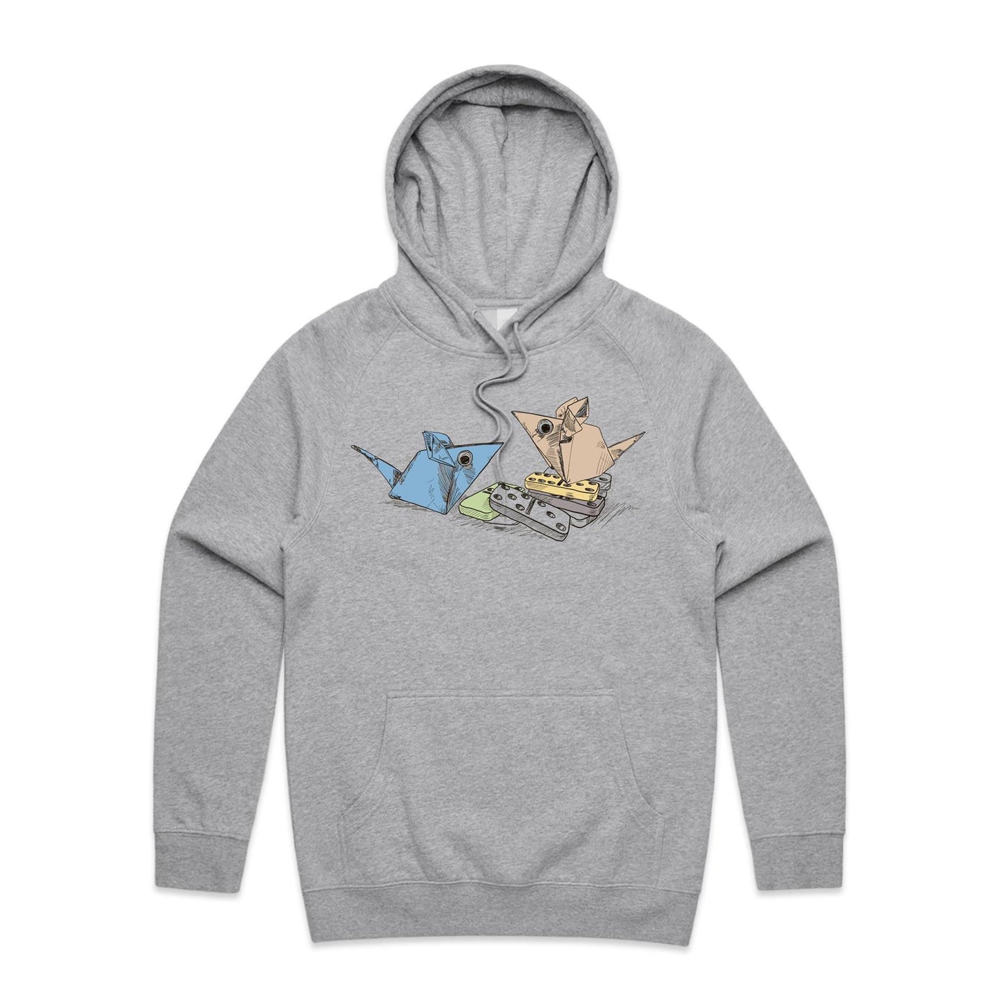 men’s hoodie origami mice with dominoes remix