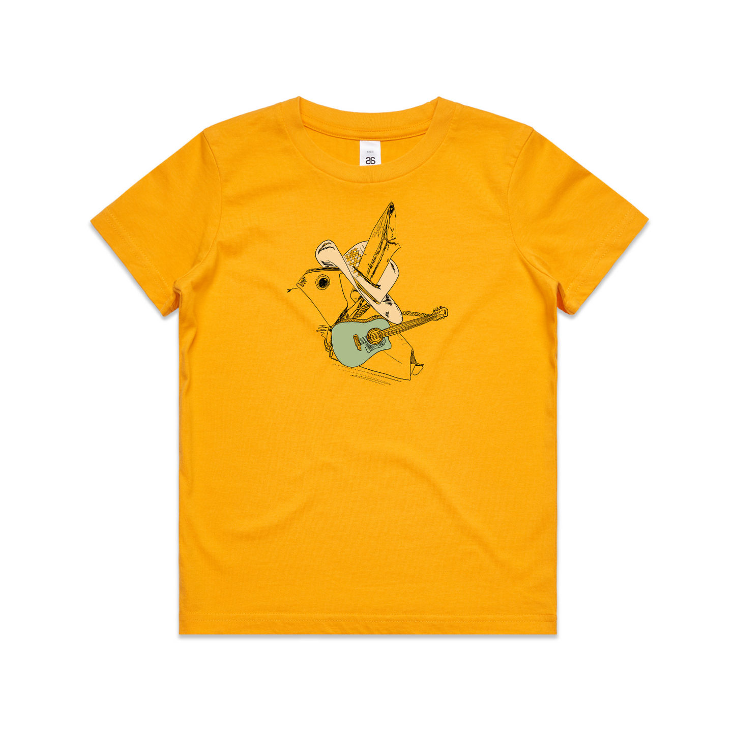 kids tee green guitar origami cowboy