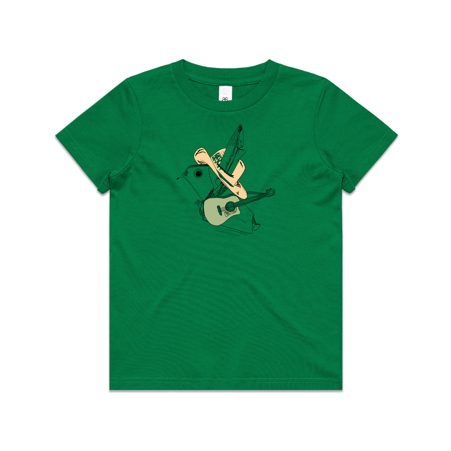 kids tee green guitar origami cowboy