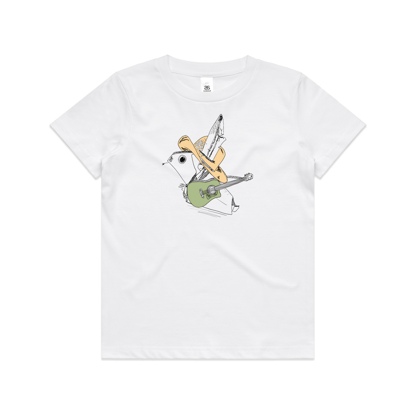 kids tee green guitar origami cowboy