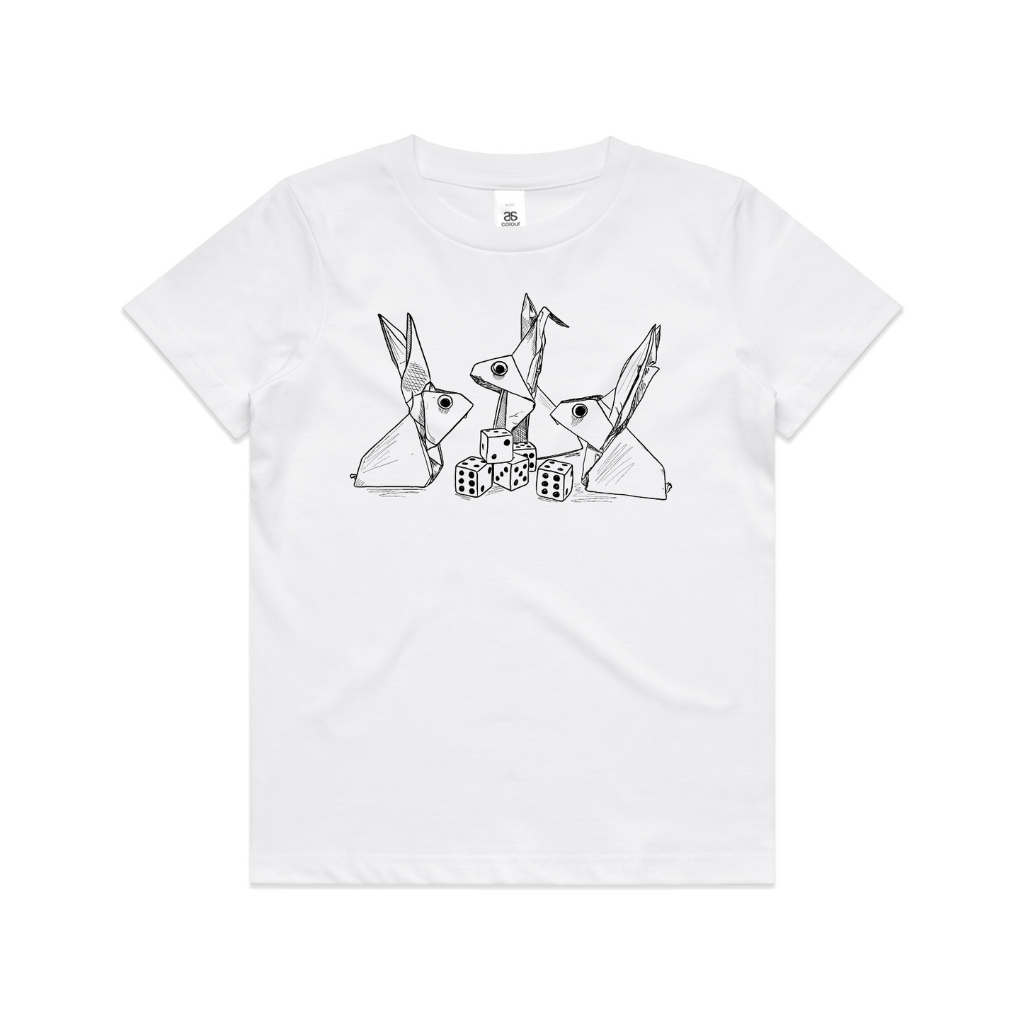 kids tee rabbits with dice